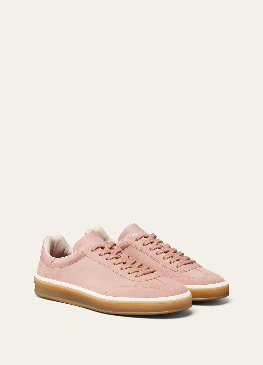 Zapatillas deportivas Tennis Walk de ante con abertura en la pantorrilla, color rosa veraniego.