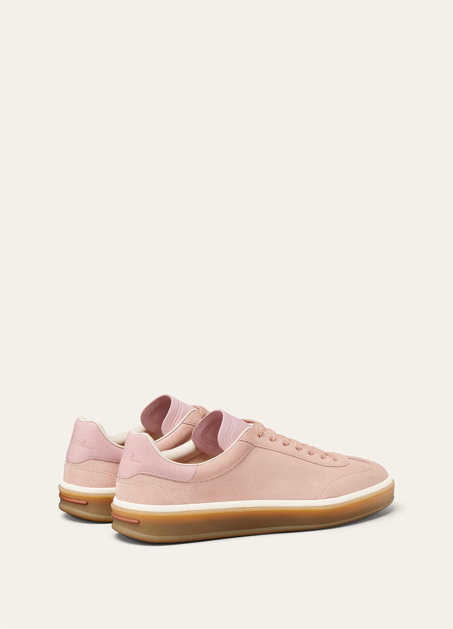 Zapatillas deportivas Tennis Walk de ante con abertura en la pantorrilla, color rosa veraniego.