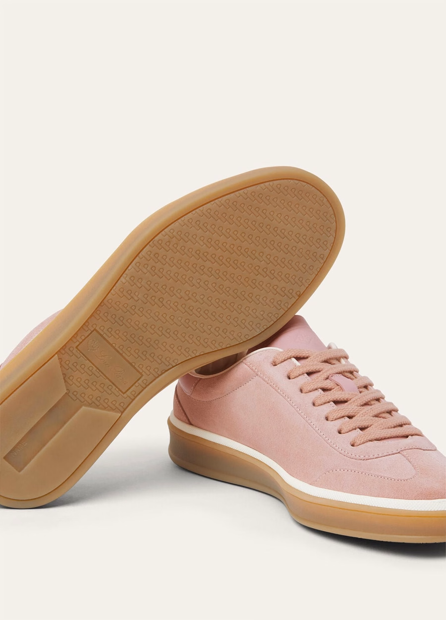 Zapatillas deportivas Tennis Walk de ante con abertura en la pantorrilla, color rosa veraniego.
