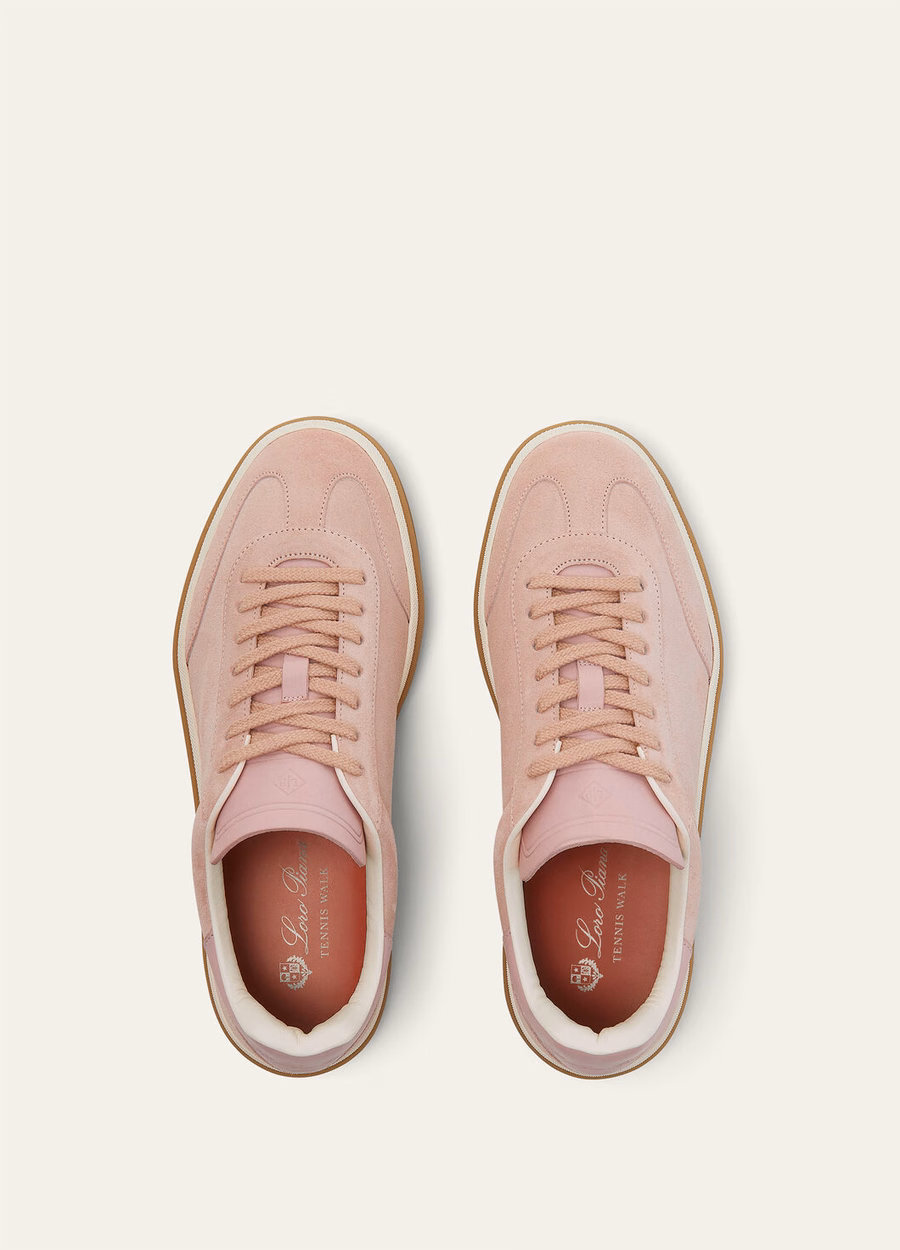 Zapatillas deportivas Tennis Walk de ante con abertura en la pantorrilla, color rosa veraniego.