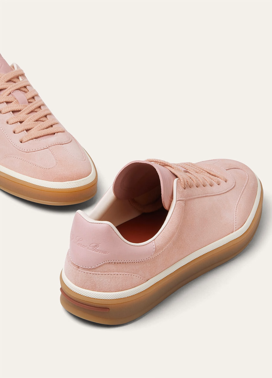 Zapatillas deportivas Tennis Walk de ante con abertura en la pantorrilla, color rosa veraniego.