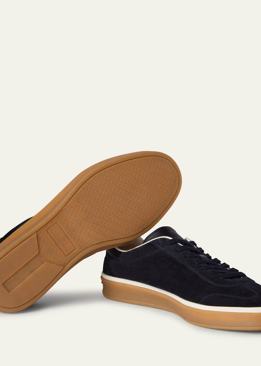 Zapatillas Walk Tennis de ante con abertura en la pantorrilla, color azul marino