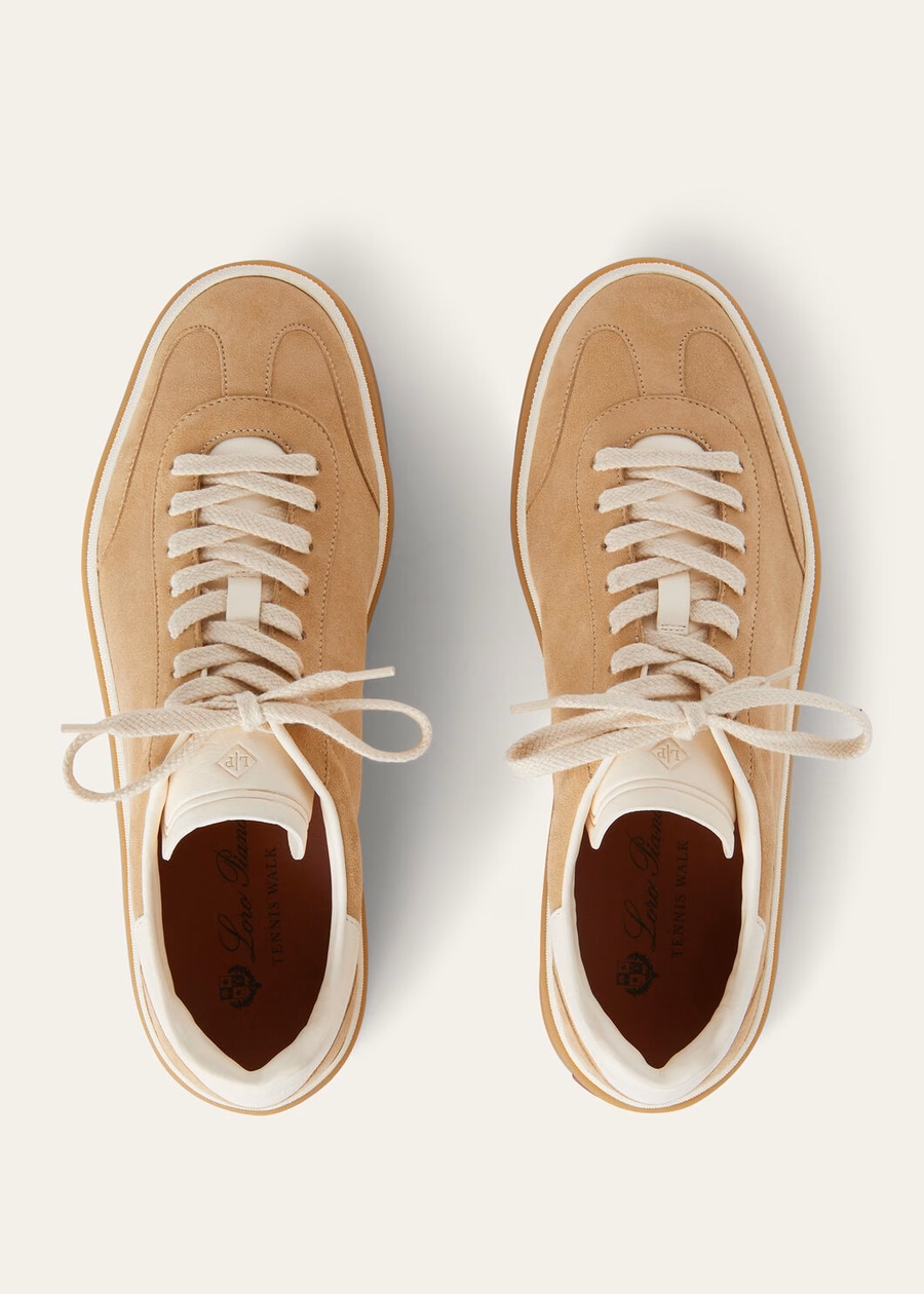 Zapatillas de tenis para caminar, de ante con piel de becerro partida, modelo Windy Dunes.