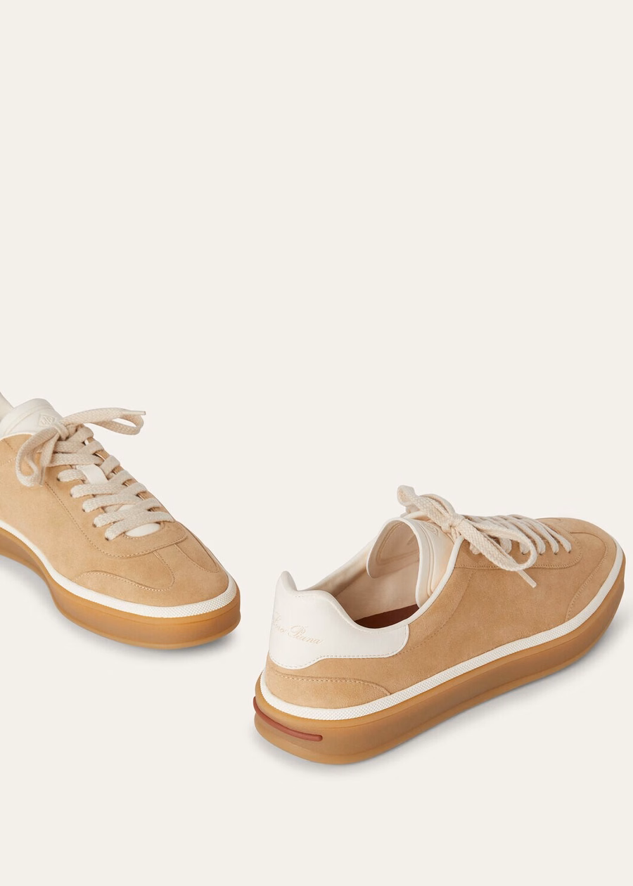 Zapatillas de tenis para caminar, de ante con piel de becerro partida, modelo Windy Dunes.