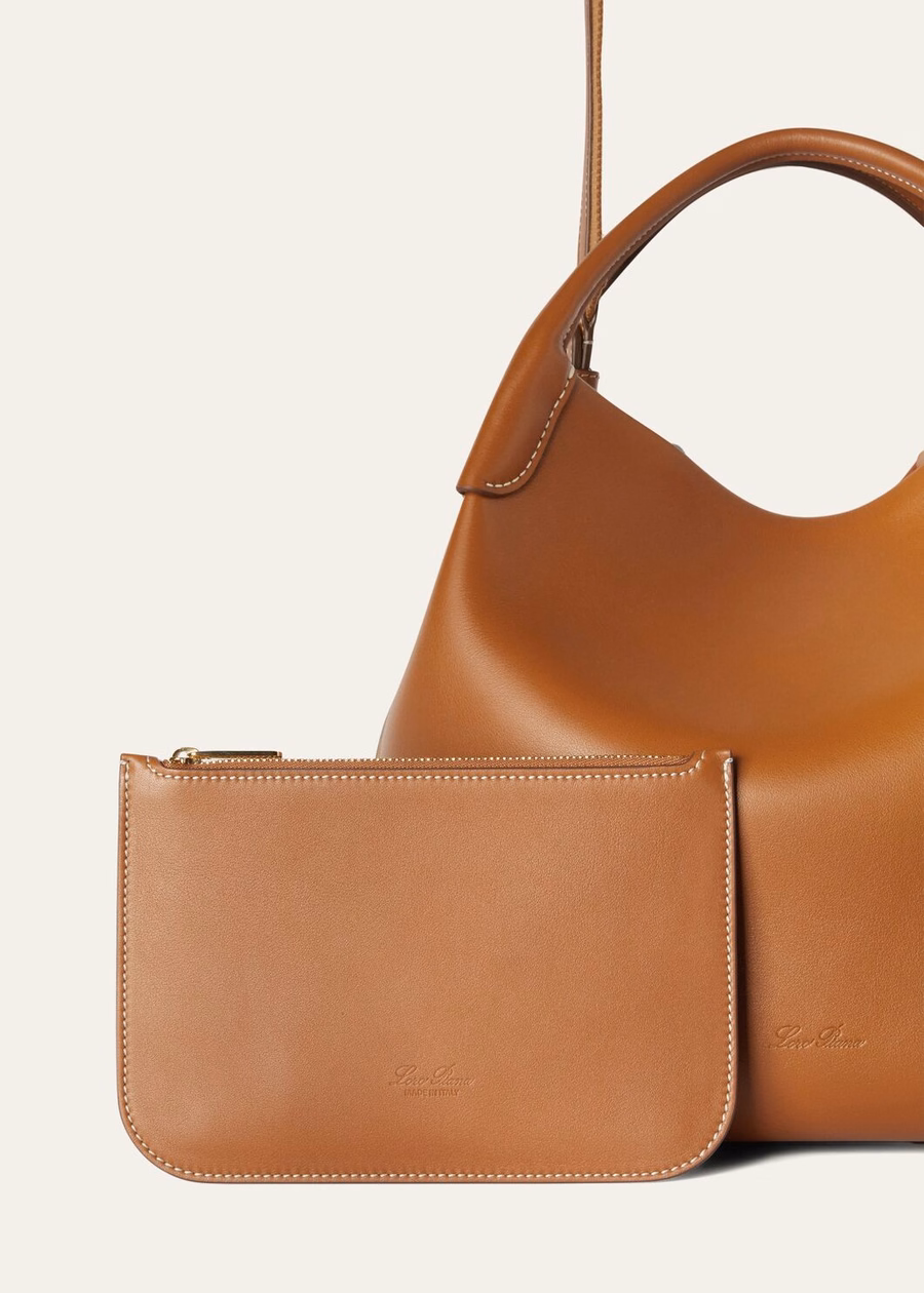 Bolsa grande para fardos de piel de becerro lisa color tostado cálido