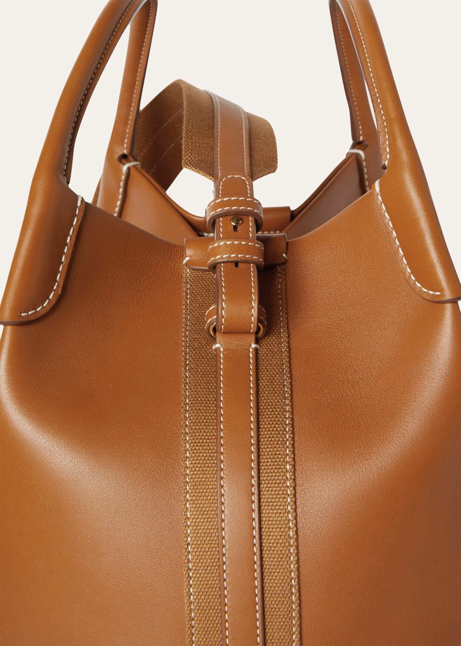 Bolsa grande para fardos de piel de becerro lisa color tostado cálido