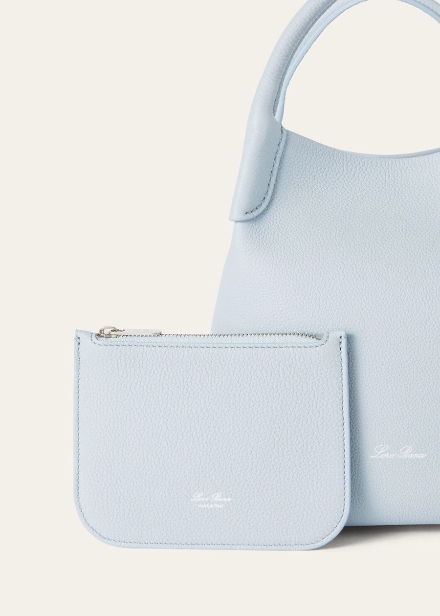 Bolsa pequeña para fardos de piel de becerro granulada azul claro Belle