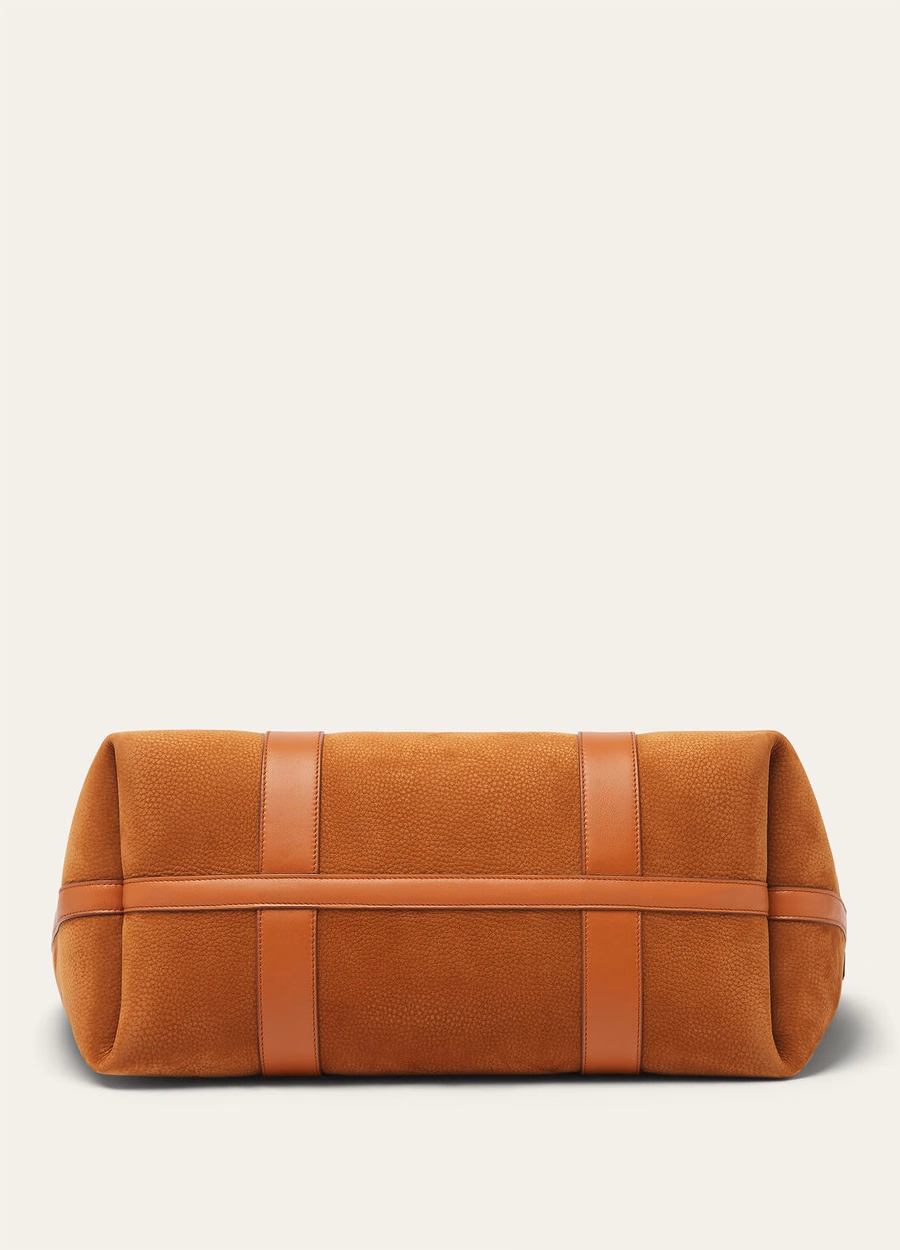 Bolso grande de piel de becerro Bon Ton marrón/oro sol