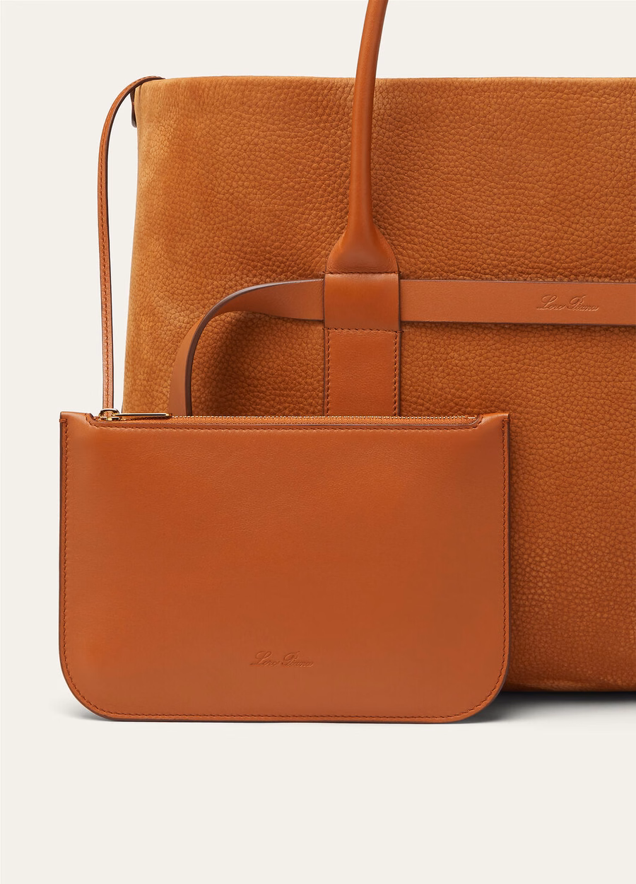 Bolso grande de piel de becerro Bon Ton marrón/oro sol