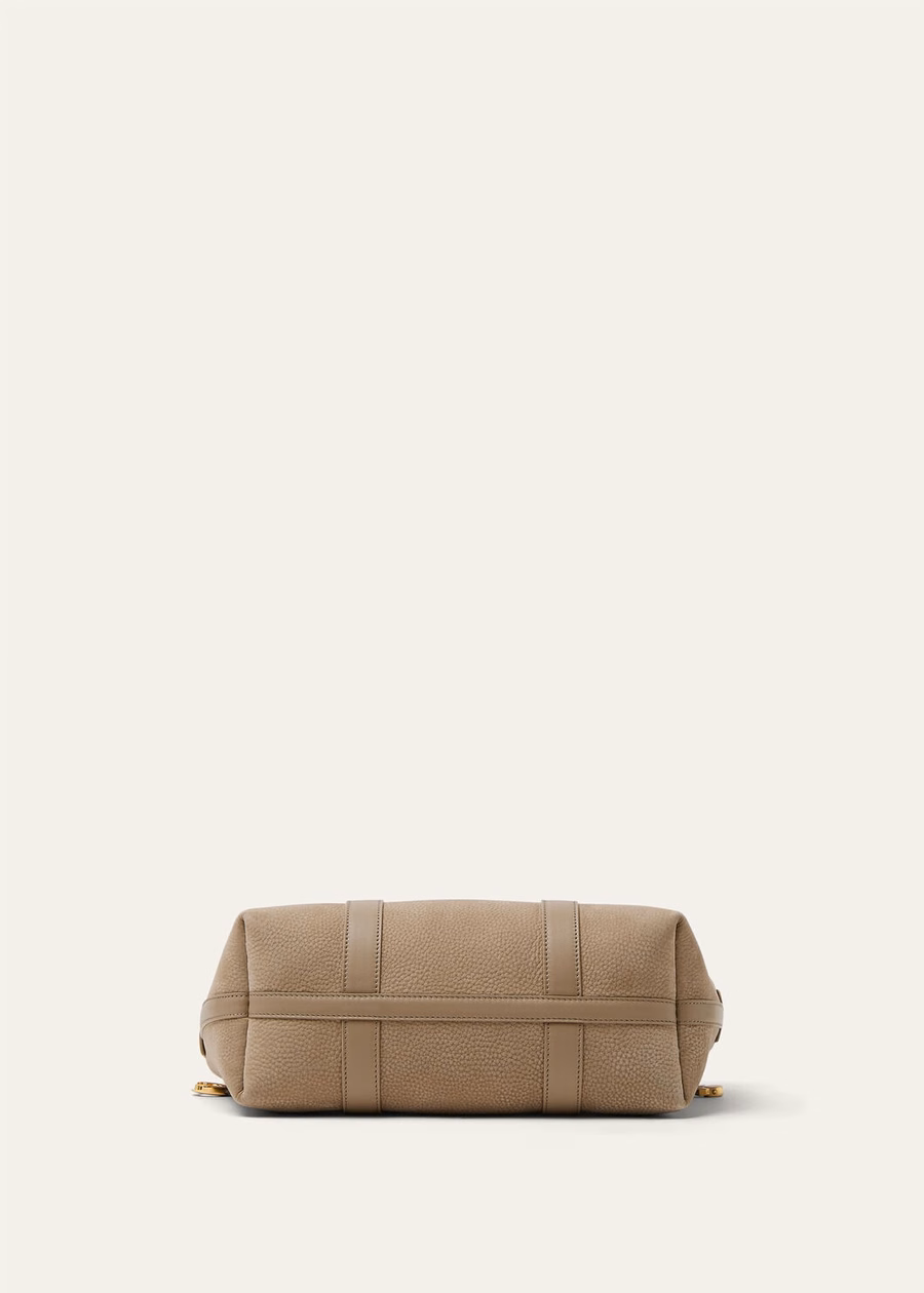 Bolso pequeño Ghiera Shopper de piel de becerro color topo/oro sol