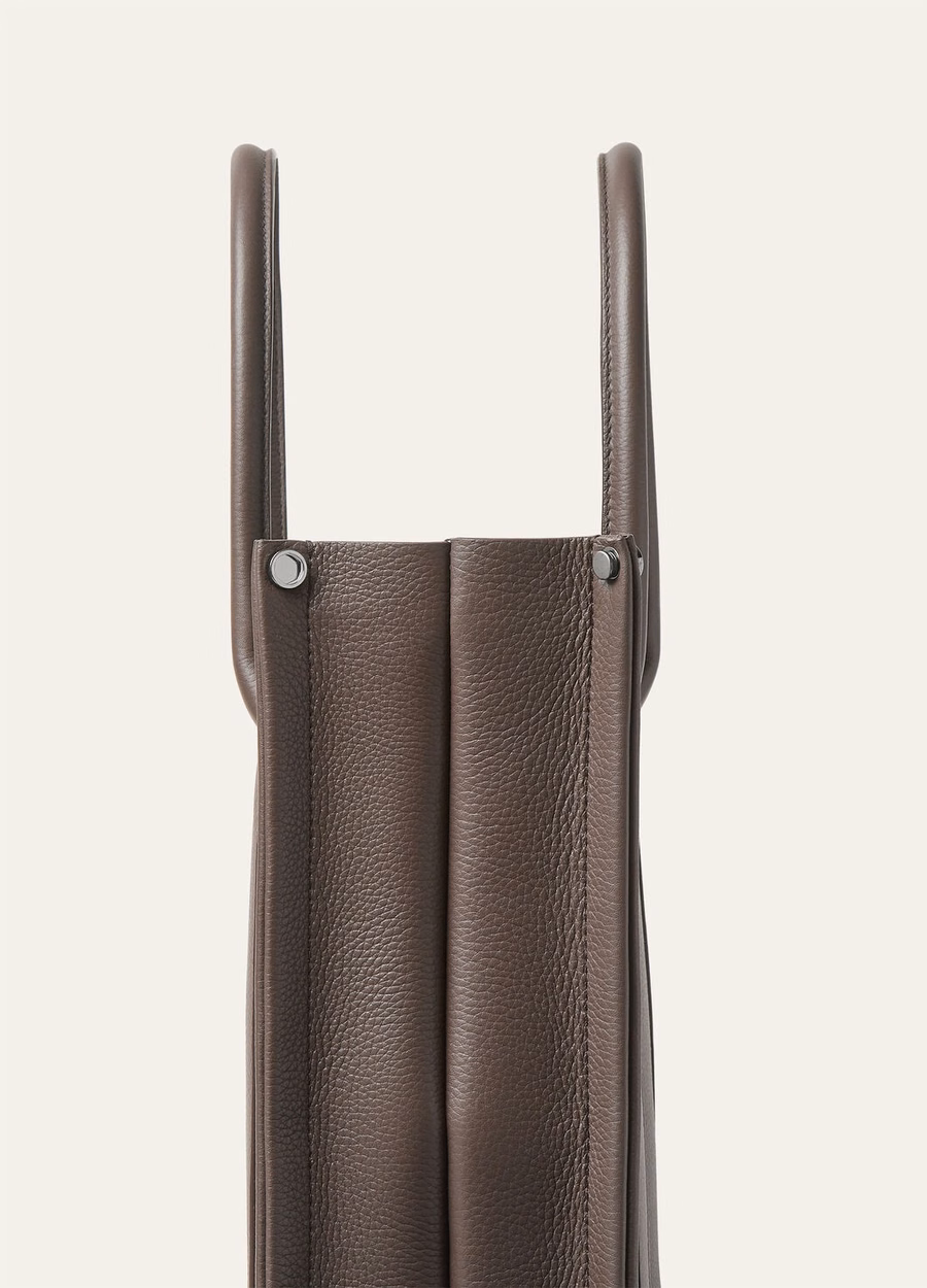 Bolso pequeño Beam de piel de becerro color chocolate oscuro/regaliz/ónix