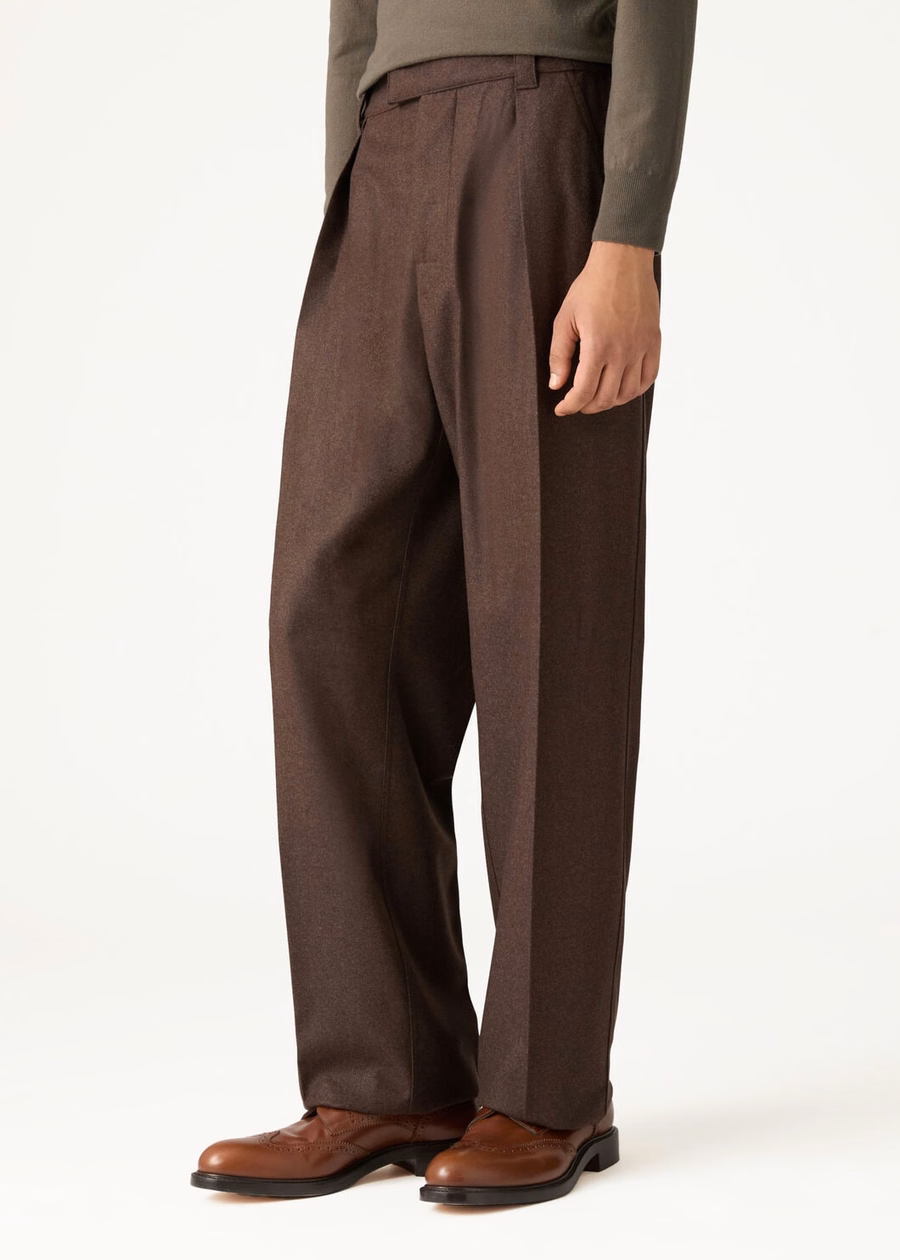 Pantalones Reinga de cachemir y lana virgen, color cacao trufa melange.