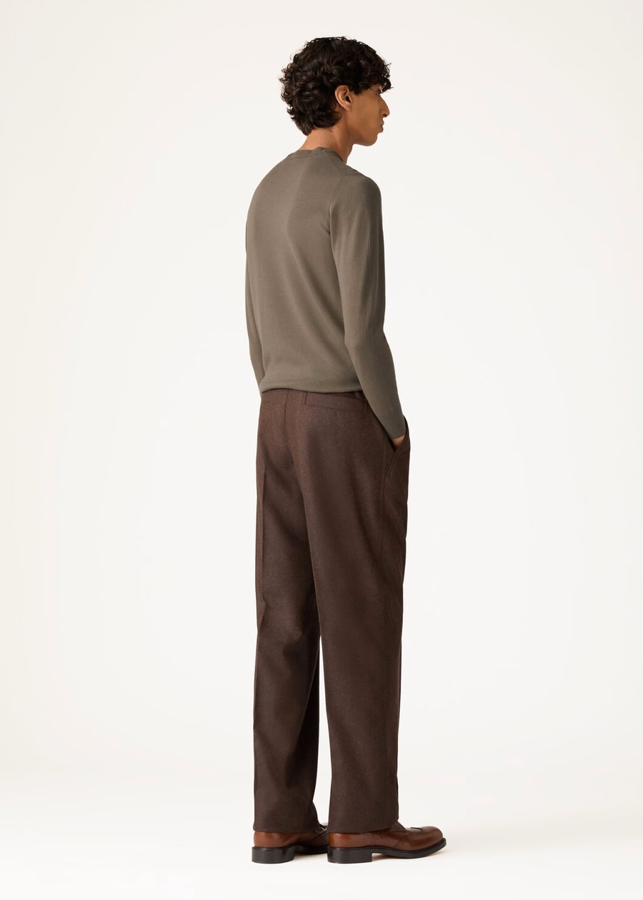 Pantalones Reinga de cachemir y lana virgen, color cacao trufa melange.