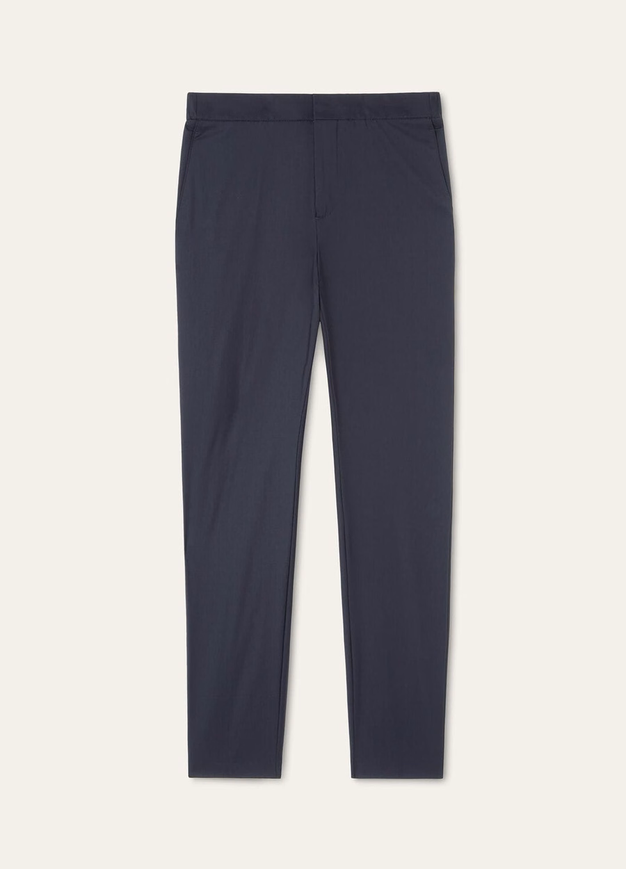 Pantalones Leisure City de seda y lana virgen azul marino