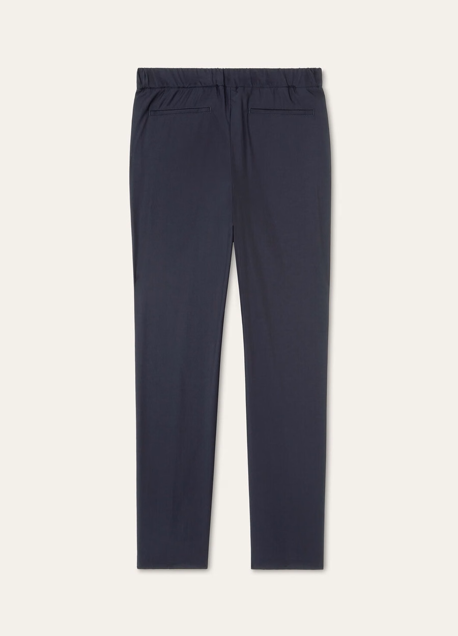 Pantalones Leisure City de seda y lana virgen azul marino
