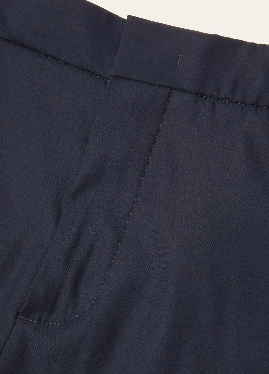 Pantalones Leisure City de seda y lana virgen azul marino