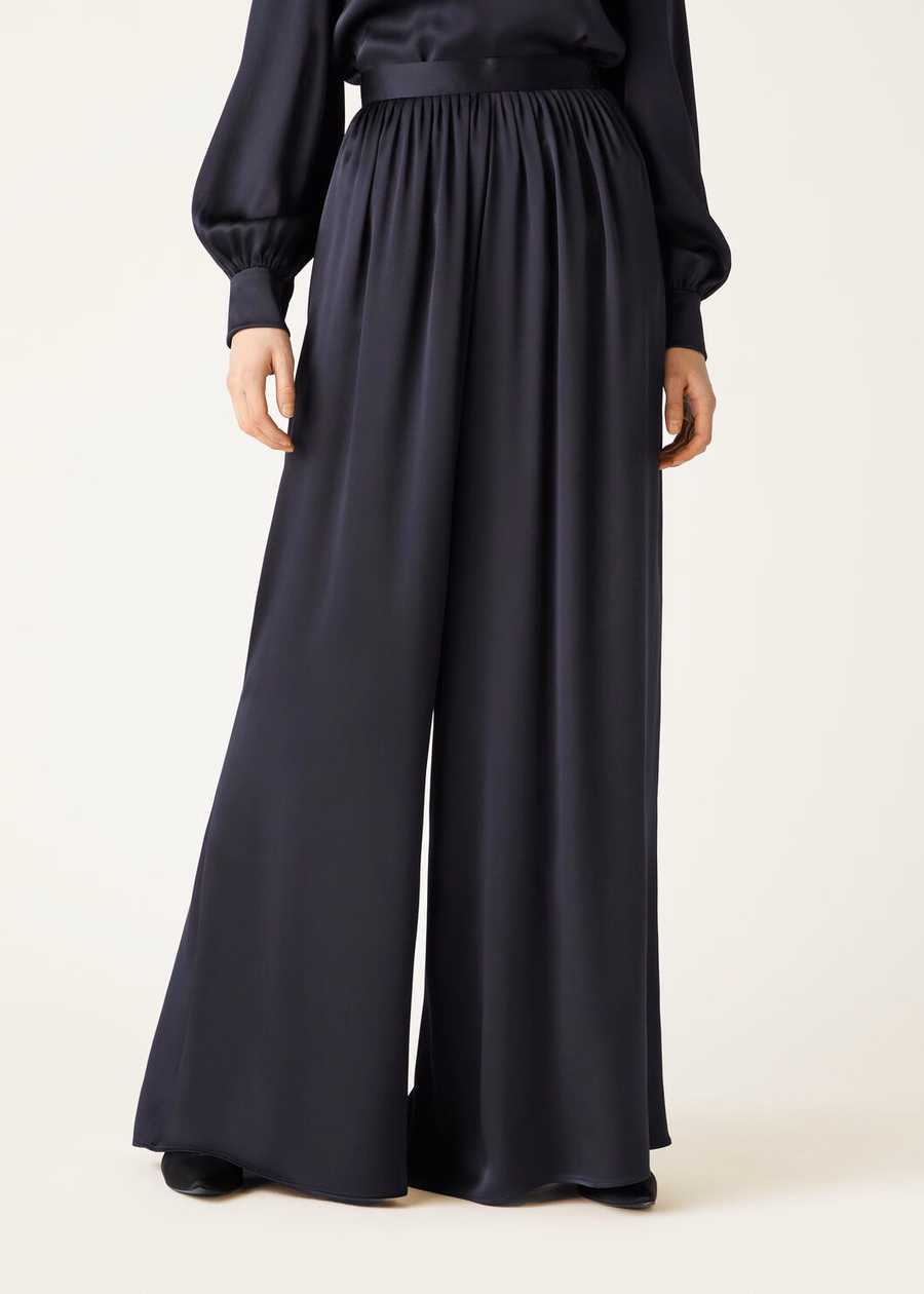 Pantalones de seda Elio azul marino