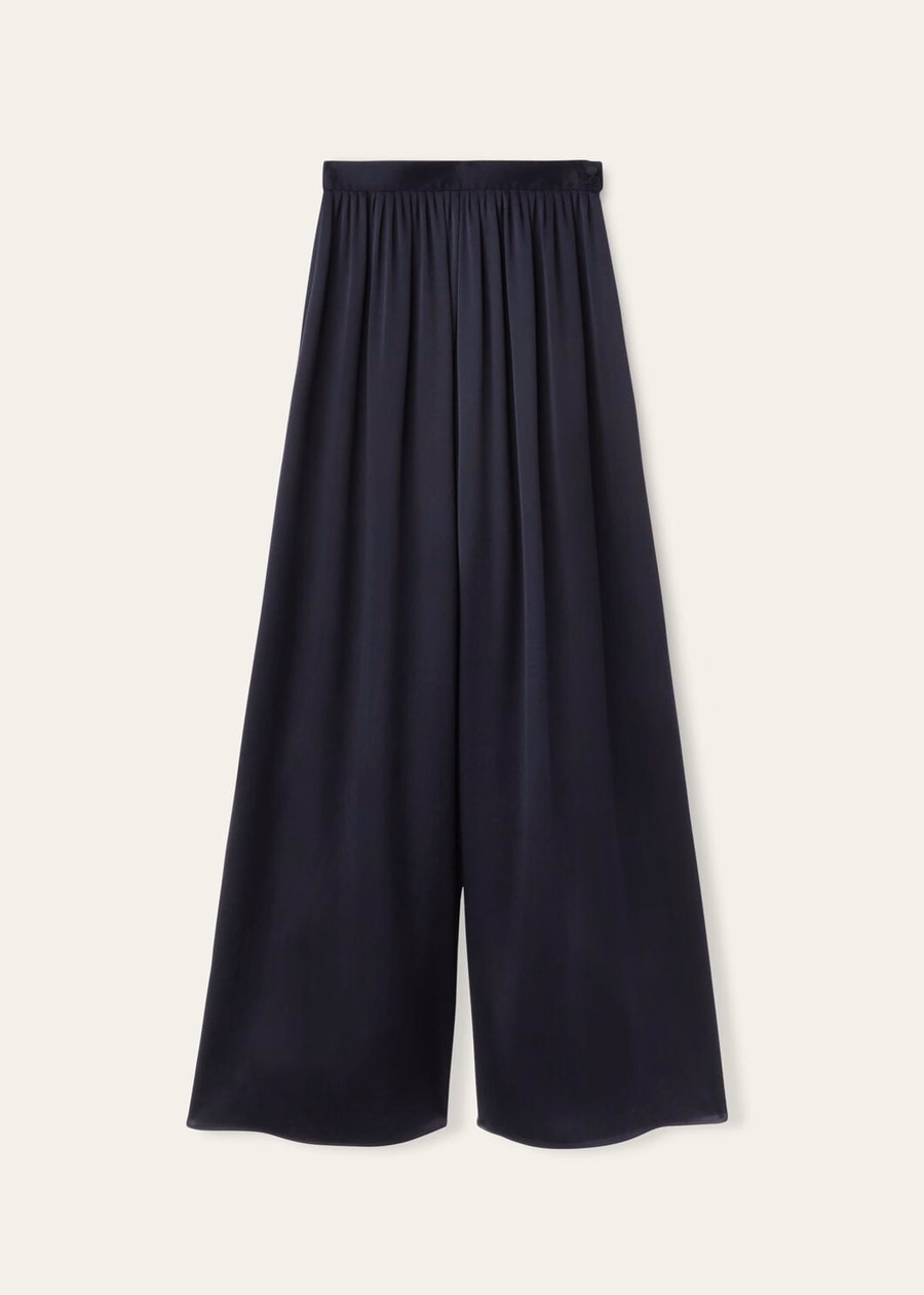 Pantalones de seda Elio azul marino