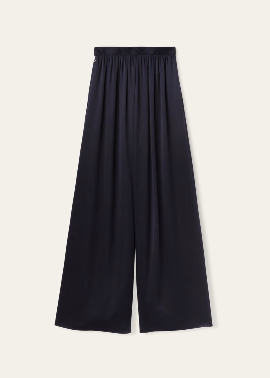 Pantalones de seda Elio azul marino