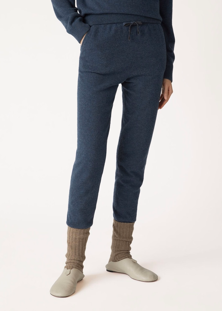 Pantalones Duo Cashmere color verde azulado jaspeado/gris carbón jaspeado